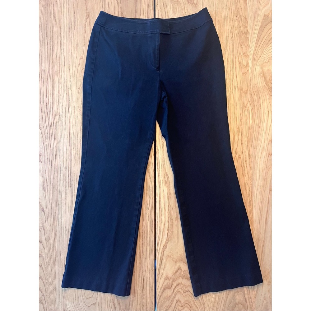 Chicos Black Dress Pants Straight Leg Stretch Cotton Blend Size 10 Regular